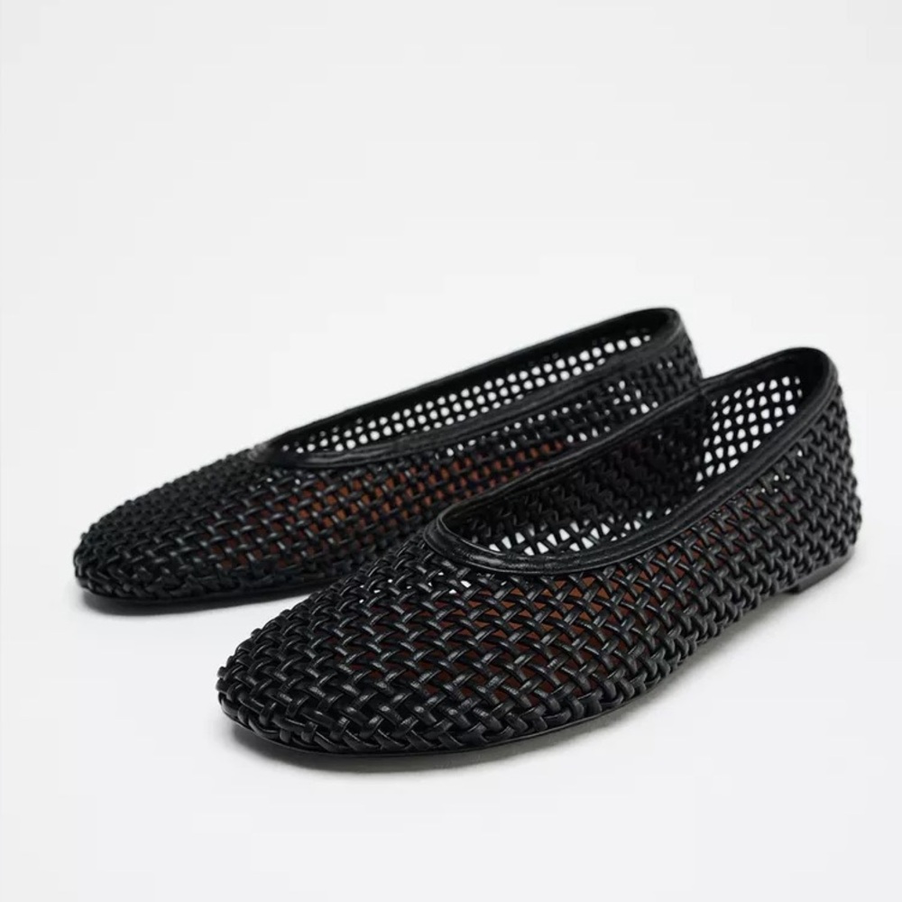 Zara Black Woven Women's Shoes